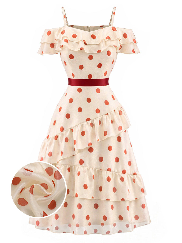 [Pre-Sale] True Red 1960s Polka Dot Ruffle Dress