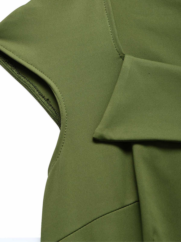 [Prévente] Robe Vert Uni Encolure Cœur Boutonné Années 1960 6