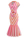 [Pre-Sale] Orange Red 1960s Floral Striped Dress 4