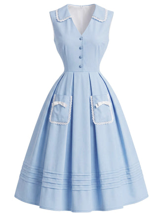 [Pre-Sale] Deep Blue 1950s Vintage Classic Dress 2