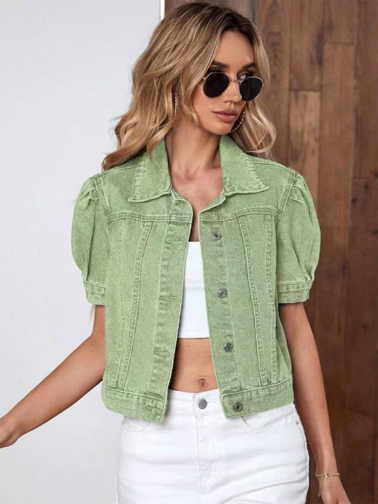 Veste Manches Bouffantes Cropped Denim Années 1950 7