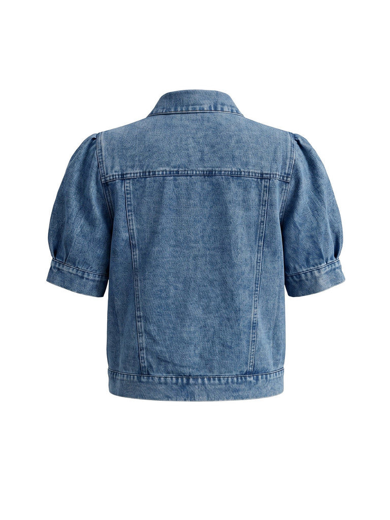 Veste Manches Bouffantes Cropped Denim Années 1950 5