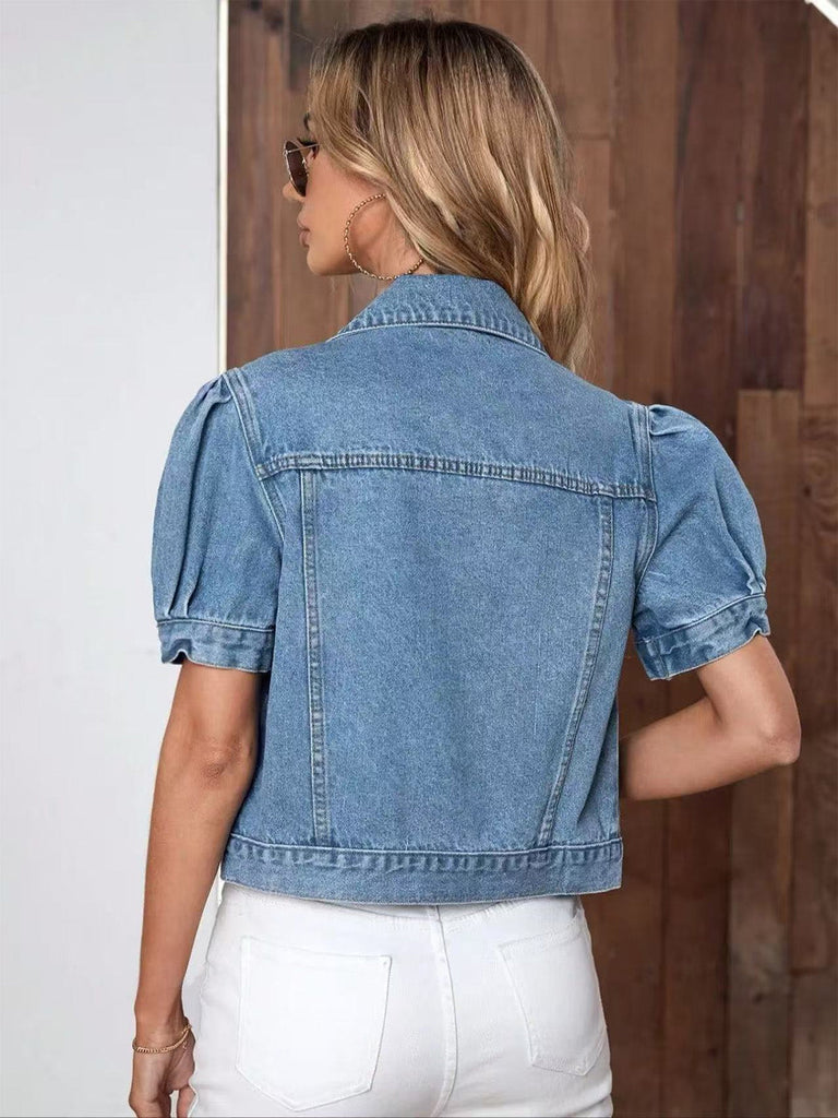Veste Manches Bouffantes Cropped Denim Années 1950 4