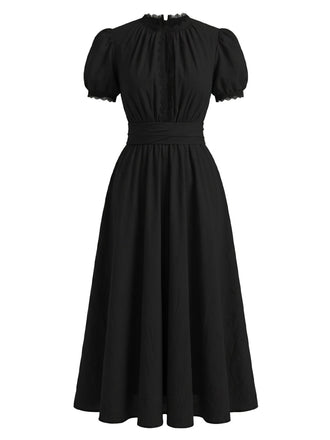 Robe Dentelle Trim Manches Bouffantes Maxi Années 1920 4