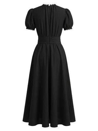 Robe Dentelle Trim Manches Bouffantes Maxi Années 1920 5
