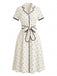 Robe à Pois Col Cranté Passepoil Années 1940 4