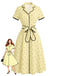Robe à Pois Col Cranté Passepoil Années 1940