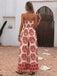 Combinaison Bustier Jambes Larges Floral Bohème Imprimé Rouge Années 1970 6