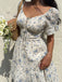 Robe Floral Col Carré Volant Années 1950 7