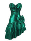 [Prévente] Robe asymétrique effet métallisé sans bretelles nœud et volants années 1950