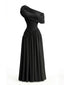 Robe Longue Soirée Épaules Nues Asymétrique Noire Années 70