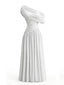 Robe Longue Soirée Épaules Nues Asymétrique Blanc Années 70