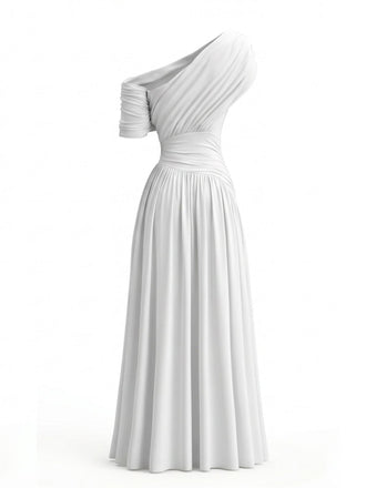 Robe Drapée Asymétrique Une Épaule Années 70