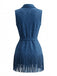 Robe bleu marine western faux daim franges et ceinture années 70