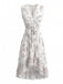 Robe Blanc Géométrique Imprimé Dentelle Col V Tunique Années 1970 2