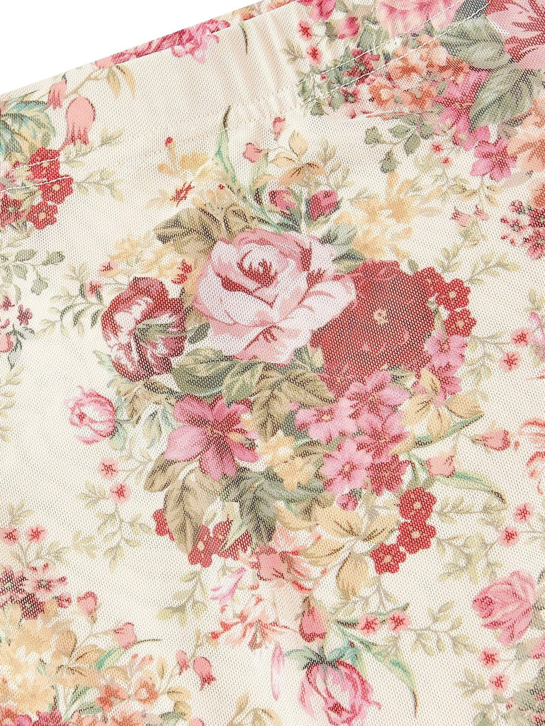Jupe Asymétrique Floral Volant Mi-Longue Années 1970 5