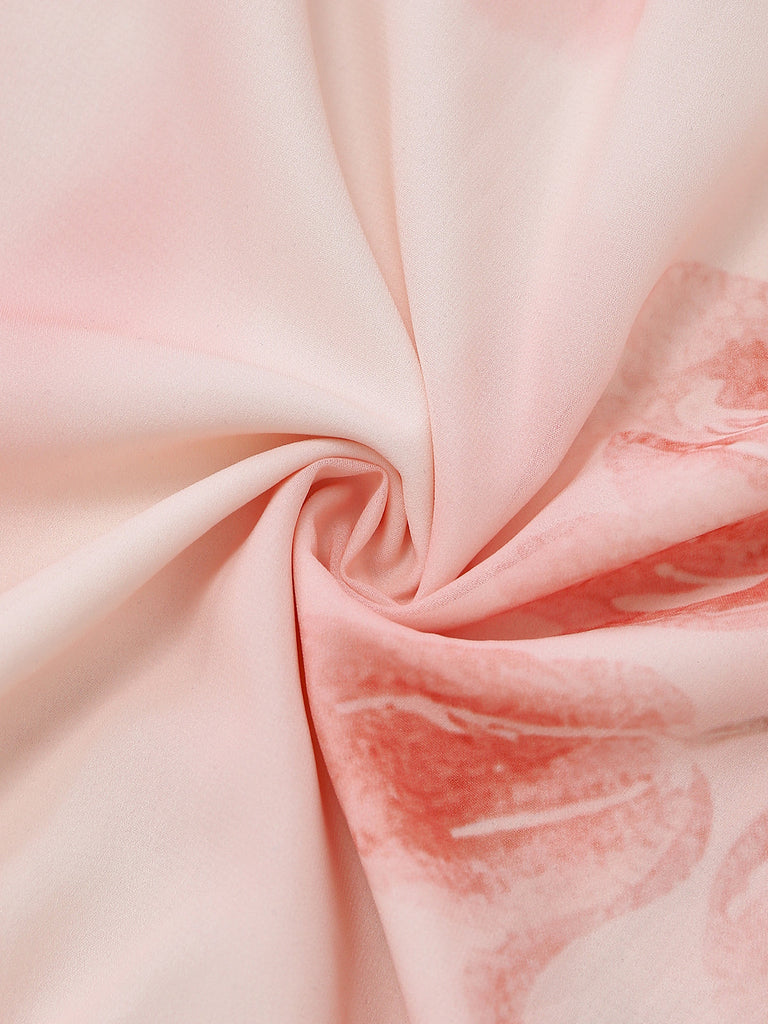 Robe Floral Portefeuille Longue Croisé V Col Rose Années 1950 5
