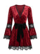 Robe Rouge en Dentelle Col V Gothique Années 1970