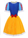 Robe de princesse de cosplay bleue et jaune à manches bouffantes années 1960