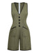 Combishort Vert Col V Sans Manches Boutonné Années 1940 2