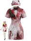Robe blanche d’infirmière avec éclaboussures de sang années 1960