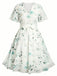 [Grande Taille] Robe Verte Floral Col V Mousseline Années 1950