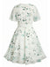 [Grande Taille] Robe Verte Floral Col V Mousseline Années 1950