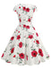 Robe Col V Manches Cape Rose Années 50