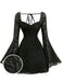 Robe Noir Dentelle Dos Nu Manches Évasées Années 1950