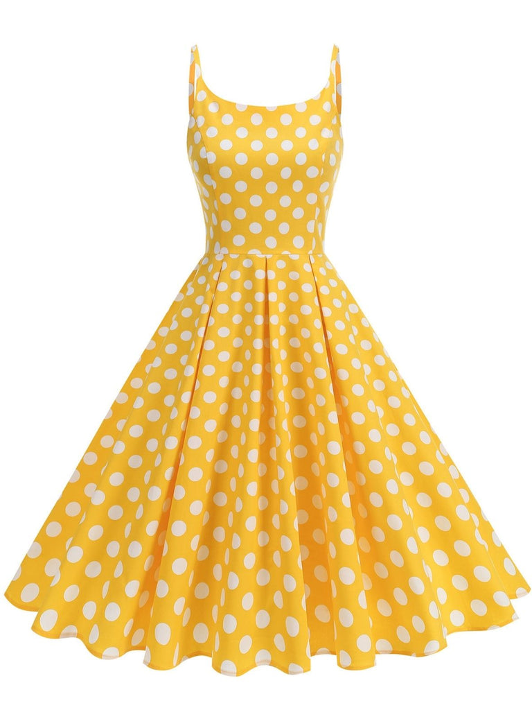 Robe Bretelles Spaghetti à Pois Évasé Années 1950 12