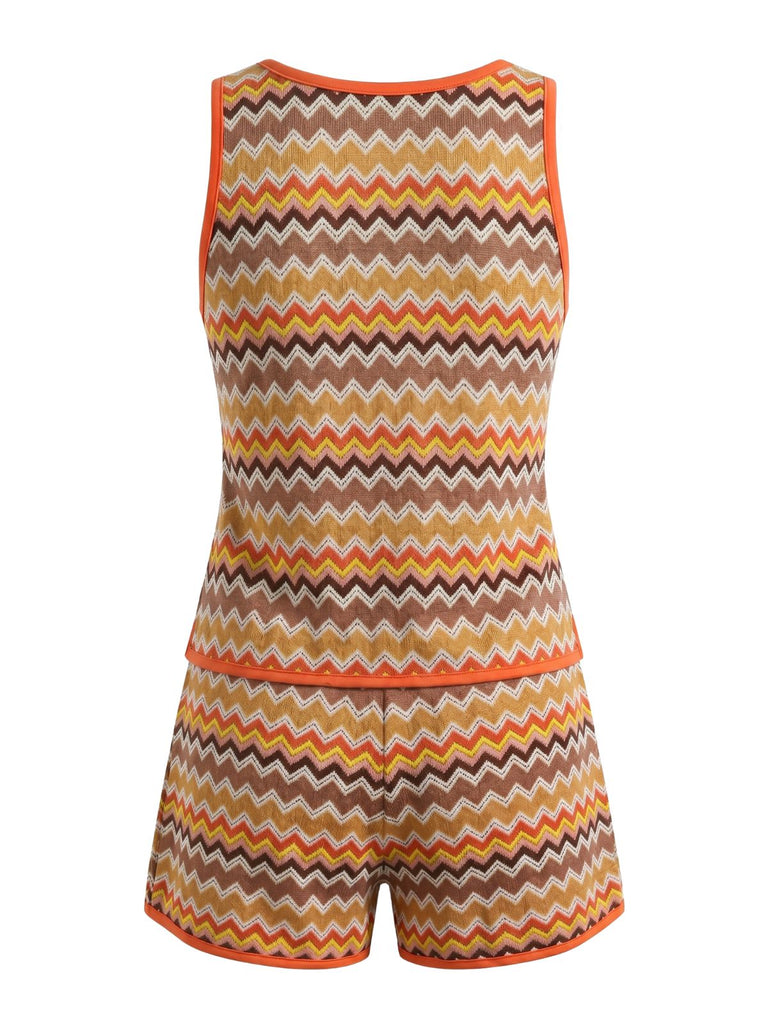 2PCS 2PCS Tricot Chevron Débardeur Années 1960 3