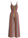 Combinaison Ceinturée à Jambes Larges Rayé Boho Multicolore Années 70