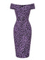 [Prévente] Robe Épaules Dénudées Léopard Rose Violet Années 60