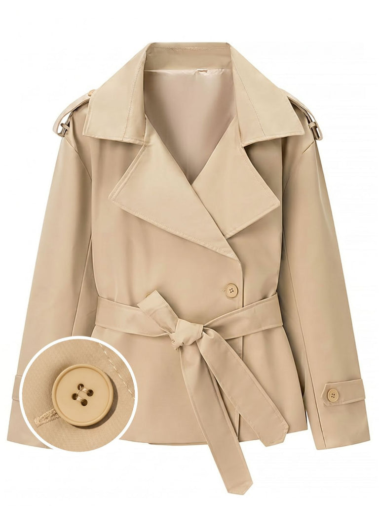 Veste Ceinturé Large Revers Trench Années 1960