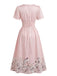 Robe Taille Haute Floral Col V Parapluie Années 1940 3