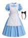 Ensemble de costume féerique avec robe à manches bouffantes et tablier années 1950