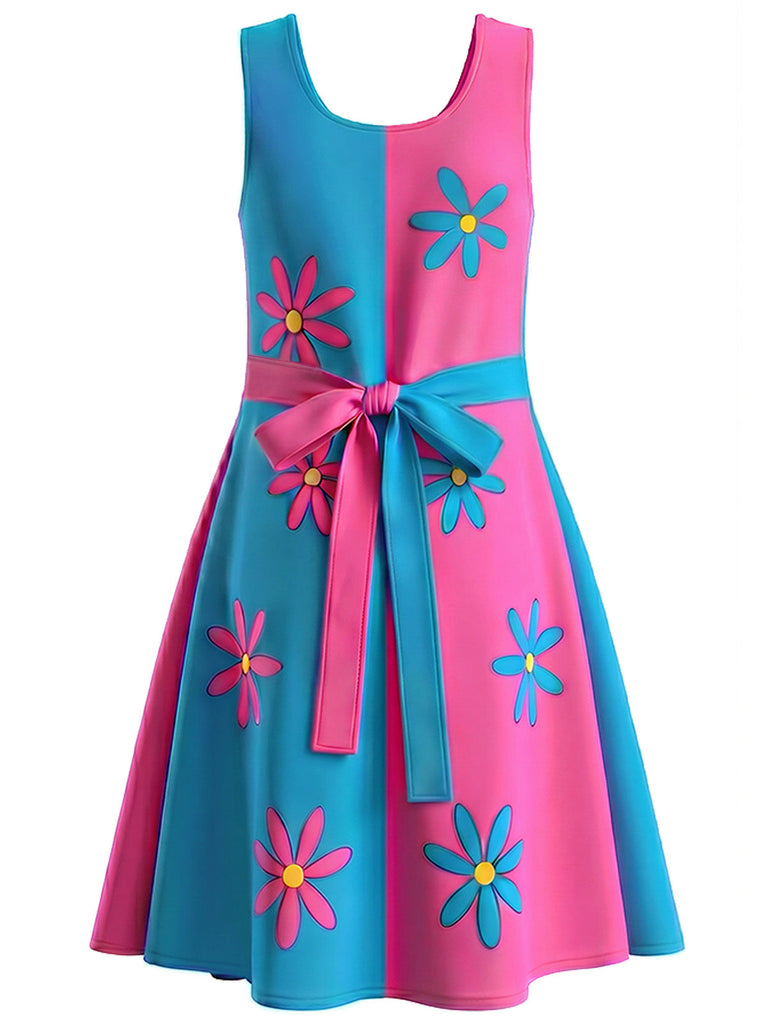 [Prévente] [Grande Taille] Robe Réversible Marguerite Floral Bicolore Années 60
