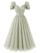 [Pre-Sale] Gray Green 1950s Bow Vintage Classic Dress 2