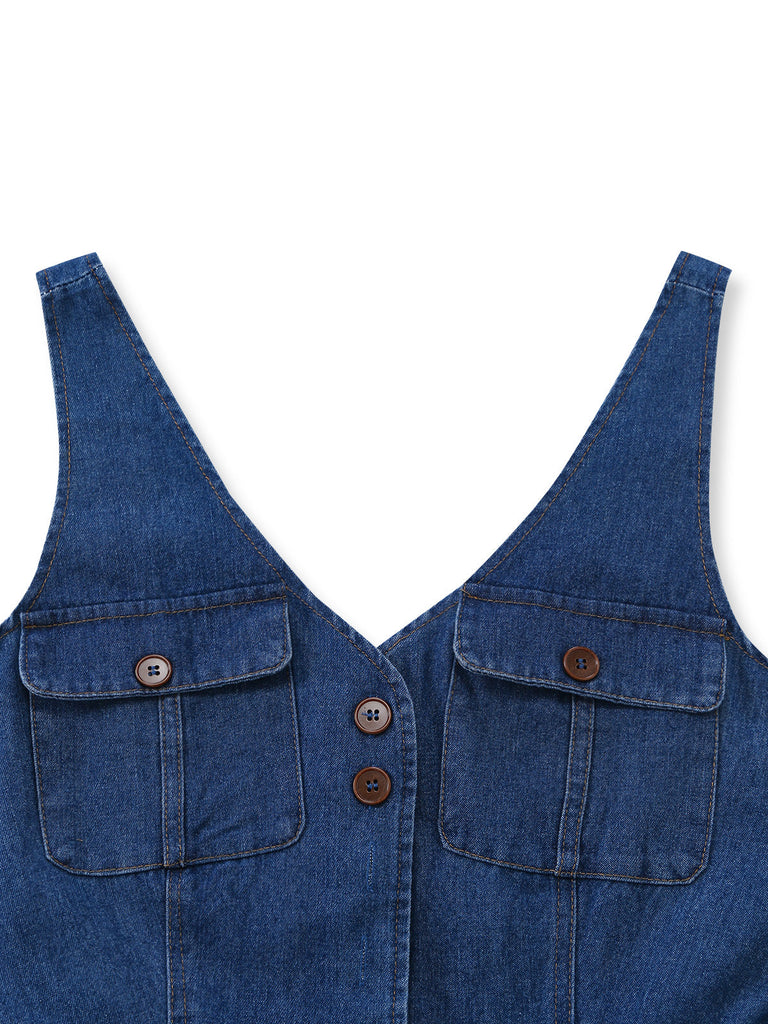 Combinaison Col V Denim Straight Leg Années 1960 6