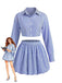 Ensemble Bleu Rayé Crop Chemise & Bubble Mini Années 1960