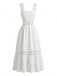 Robe Blanc Bohème Eyelet Brodé Midi Années 1970 2