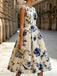 Beige 1950s Floral Vintage Classic Dress 6