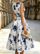 Robe sans manches motif roses et encolure ronde années 1950