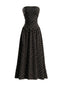 Robe bustier noire smockée pois années 1950
