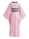 Robe Rose Gothique Col Carré Chauve-Souris Manches Noué Années 1980 2