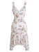 Robe Blanc Petites Fleurs Col V Asymétrique Ourlet Années 1960 3