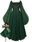 Robe mousseline encolure carrée et taille basque années 1940