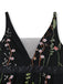 Robe Noir Col V Floral Brodé Tulle Long Années 1930 4