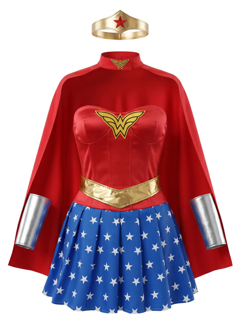 Robe Multicolore Wonder Woman Complete Halloween Cosplay Costume Années 1950 2