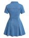 Robe Manches Courtes Boutonné Revers Denim & Bleu Années 1950 7